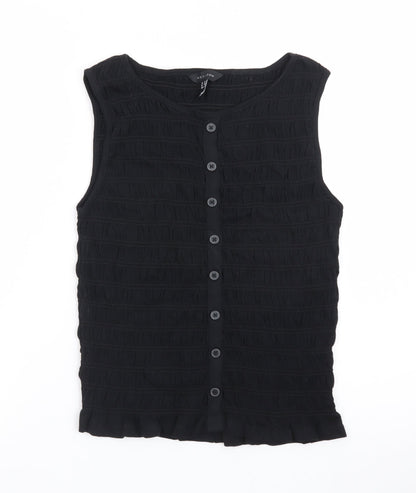 New Look Women's Black Sleeveless Button Blouse UK 12
