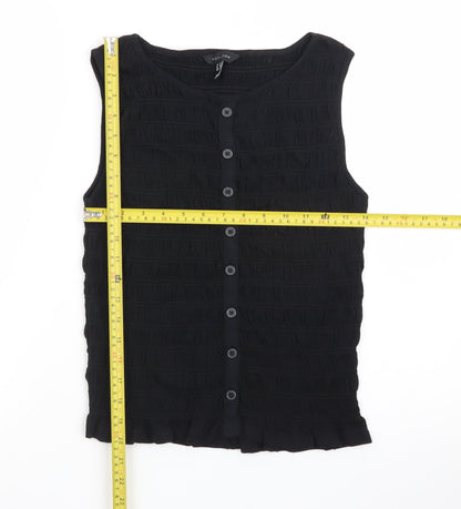 New Look Women's Black Sleeveless Button Blouse UK 12