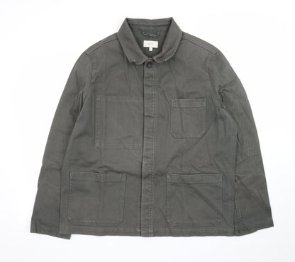 Moss Mens Green Cotton Twill Button-Up Overshirt L