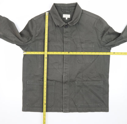 Moss Mens Green Cotton Twill Button-Up Overshirt L
