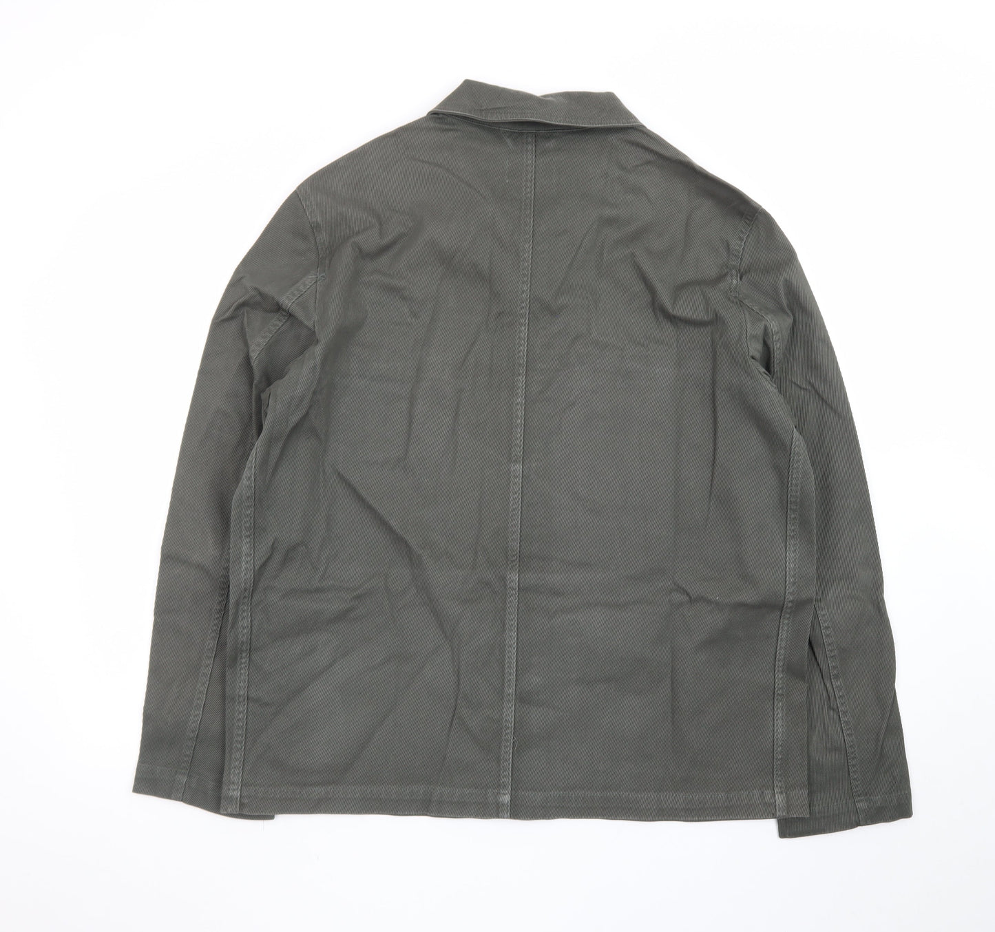 Moss Mens Green Cotton Twill Button-Up Overshirt L