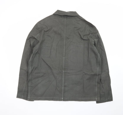 Moss Mens Green Cotton Twill Button-Up Overshirt L