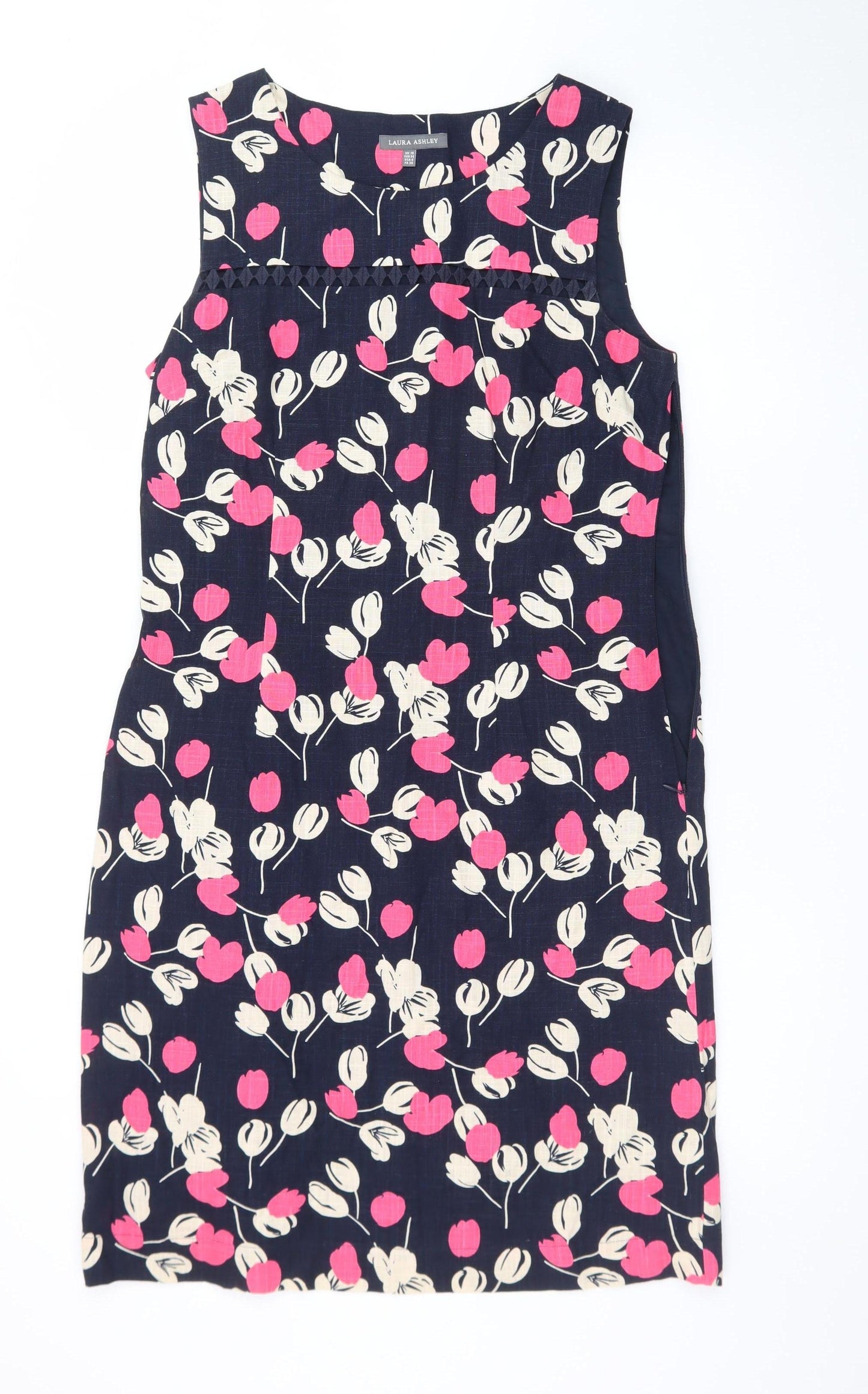 Laura Ashley Women's Multicoloured Floral Cotton Sleeveless Shift Dress UK 10