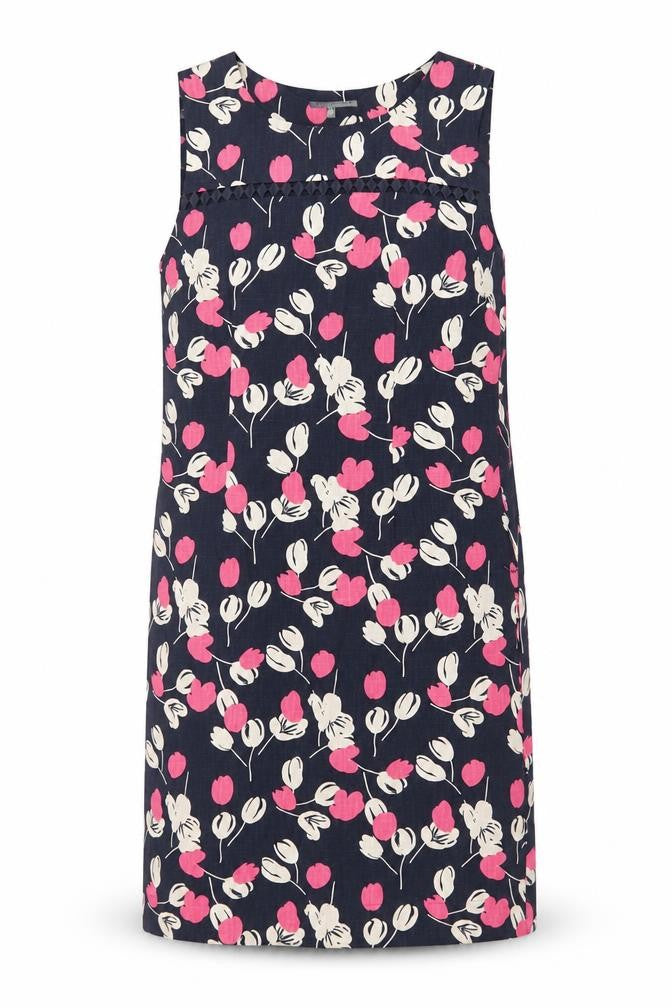 Laura Ashley Women's Multicoloured Floral Cotton Sleeveless Shift Dress UK 10