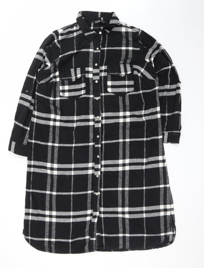 Yours Women’s Black Check Long Sleeve Shirt Dress Size 18