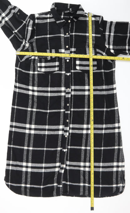 Yours Women’s Black Check Long Sleeve Shirt Dress Size 18
