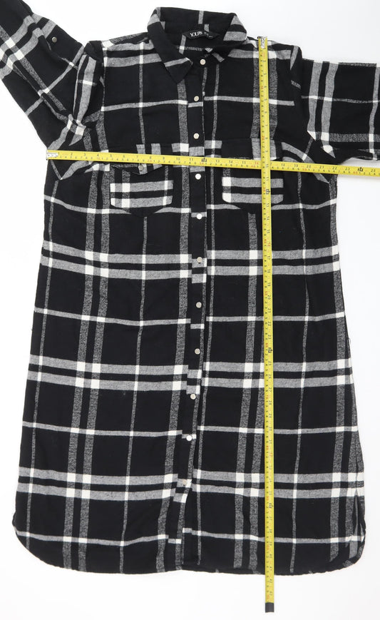 Yours Women’s Black Check Long Sleeve Shirt Dress Size 18