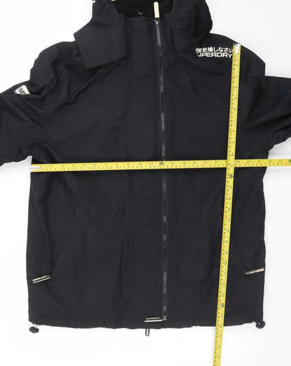 Superdry Mens Black XL Windbreaker Jacket Hooded Softshell