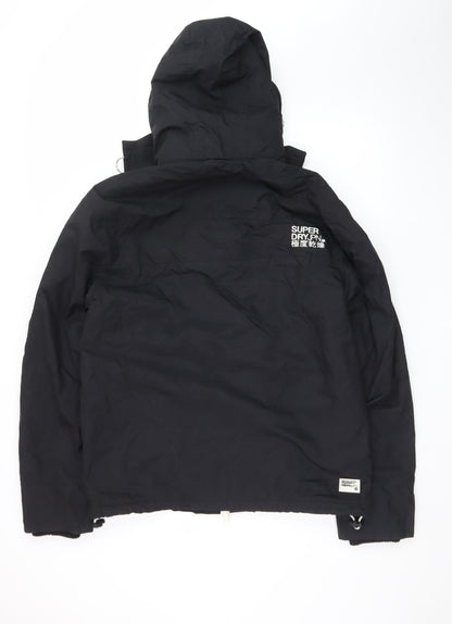 Superdry Mens Black XL Windbreaker Jacket Hooded Softshell