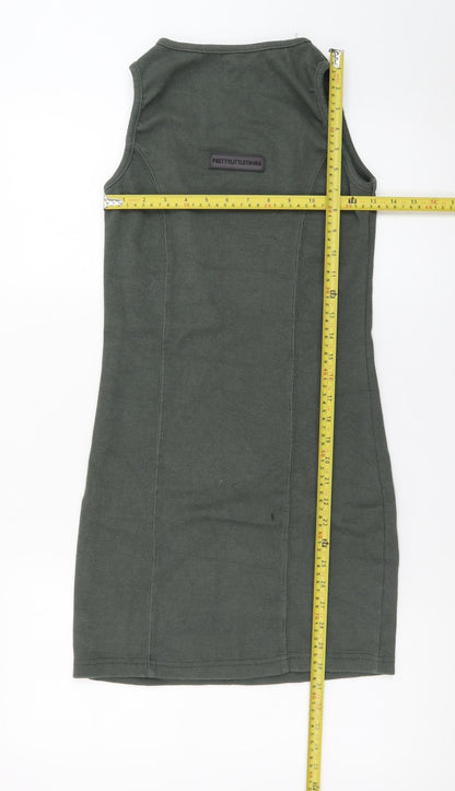 PrettyLittleThing Women's Green Size 12 Sleeveless Bodycon Dress