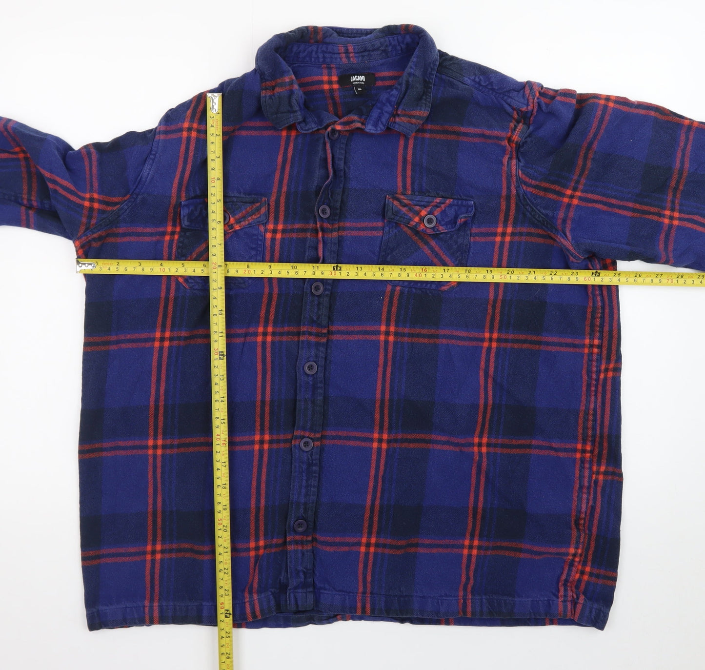 Jacamo Men's Blue Plaid Flannel Button-Up Shirt XL