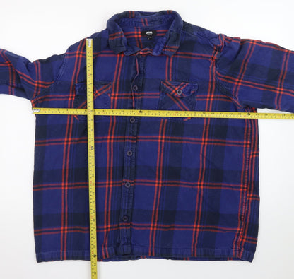 Jacamo Men's Blue Plaid Flannel Button-Up Shirt XL