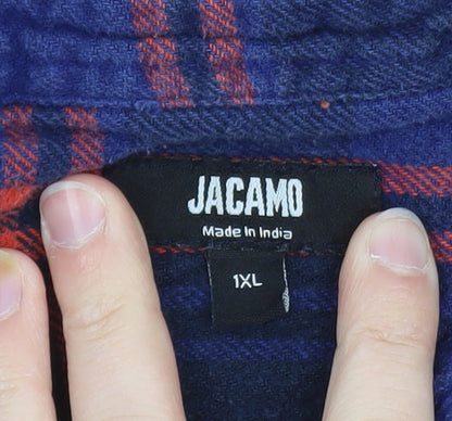 Jacamo Men's Blue Plaid Flannel Button-Up Shirt XL