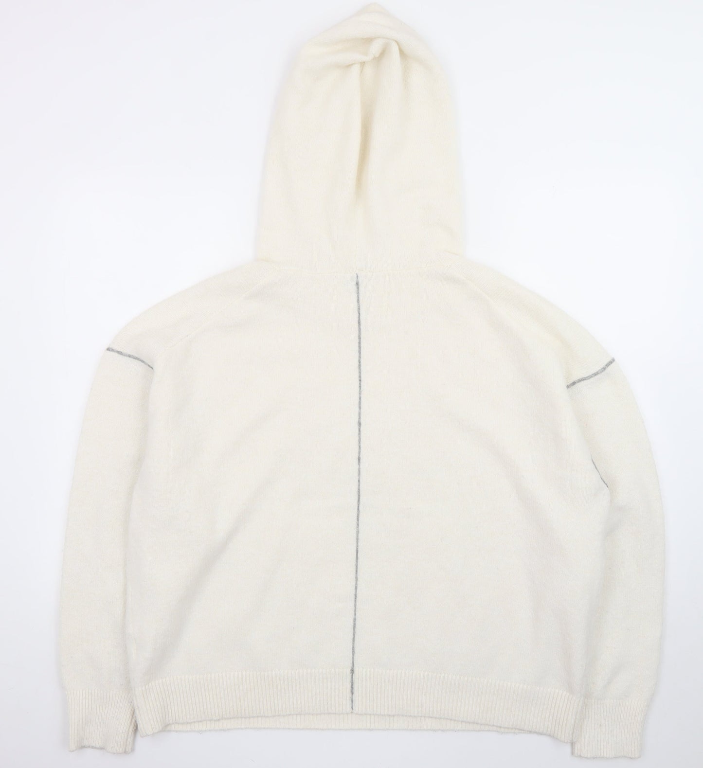 Calvin Klein Women Ivory Wool Blend Hooded Pullover Jumper Size S