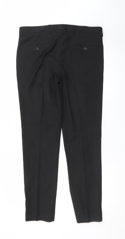 Marks and Spencer Men's Black Slim Fit Dress Trousers 32R Polyester Blend