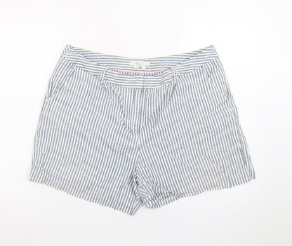 Boden Women Blue Striped Linen Blend Chino Shorts Size 16