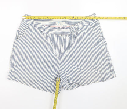 Boden Women Blue Striped Linen Blend Chino Shorts Size 16