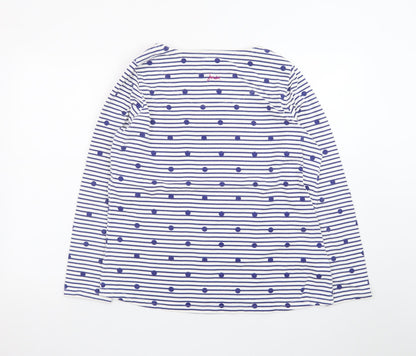 Joules Women's White & Navy Striped Long Sleeve Cotton T-Shirt UK 14
