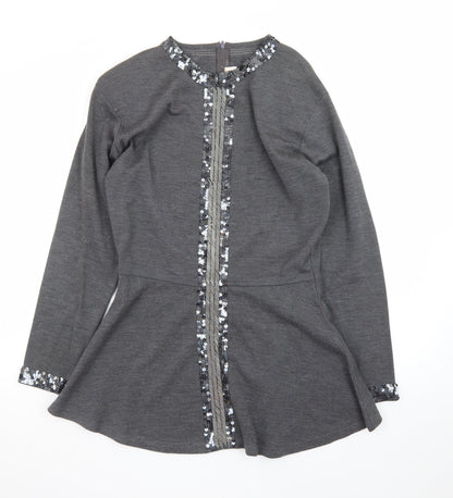 Outlander Women’s Grey Sequin Trim Fit & Flare Dress M