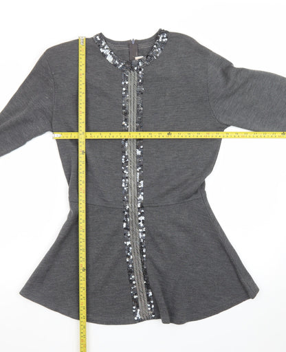 Outlander Women’s Grey Sequin Trim Fit & Flare Dress M