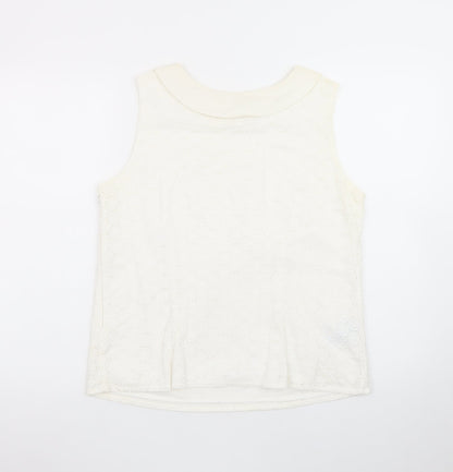 Boden Women's Ivory Sleeveless Lace Blouse Size 14