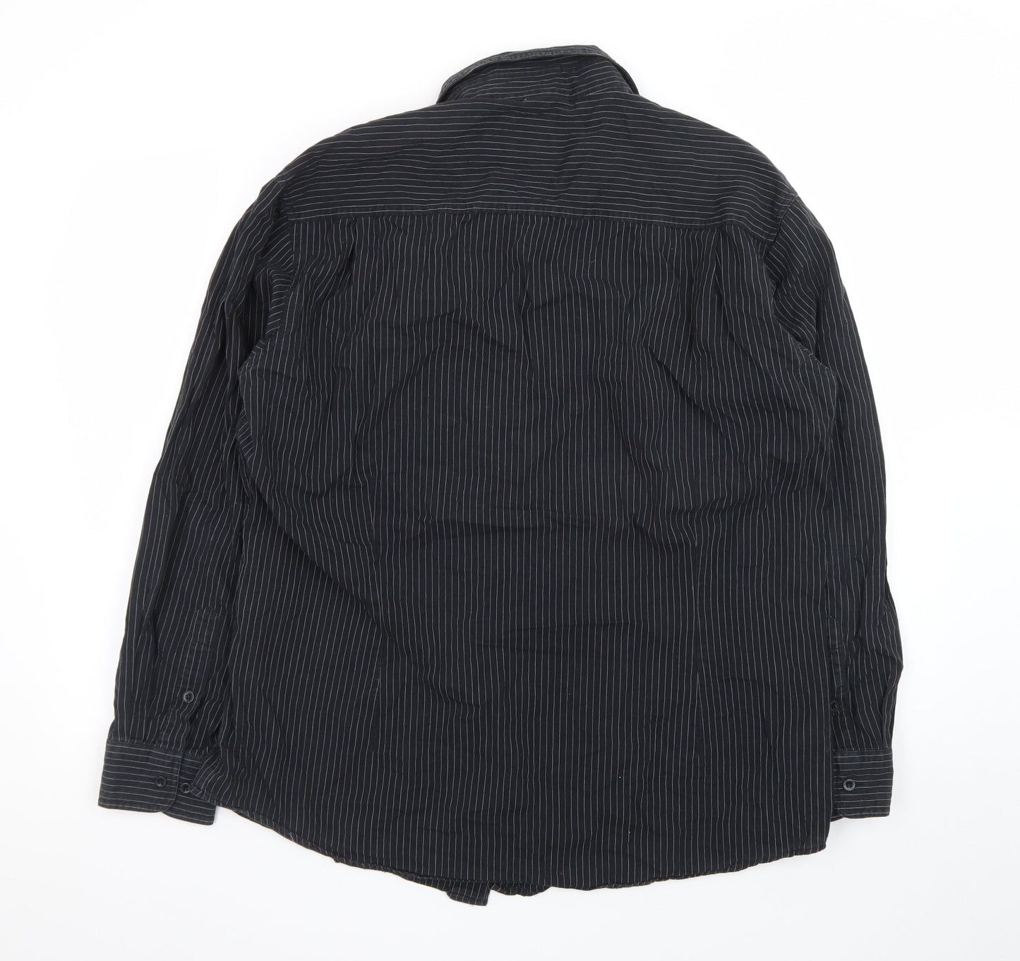 Atlas For Men Black Striped Long Sleeve Button-Up Shirt Size XL