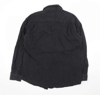 Atlas For Men Black Striped Long Sleeve Button-Up Shirt Size XL