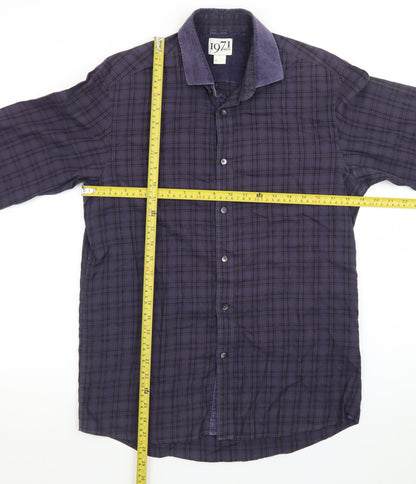 Reiss 1971 Men's Purple Check Slim Fit Long Sleeve Button-Up Shirt Size S