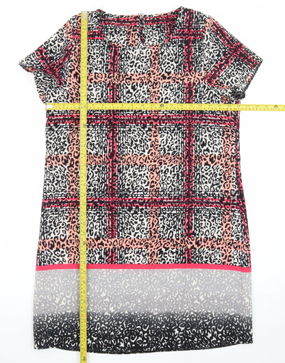Peacocks Women’s Multicoloured Shift Dress Size 16 Short Sleeve