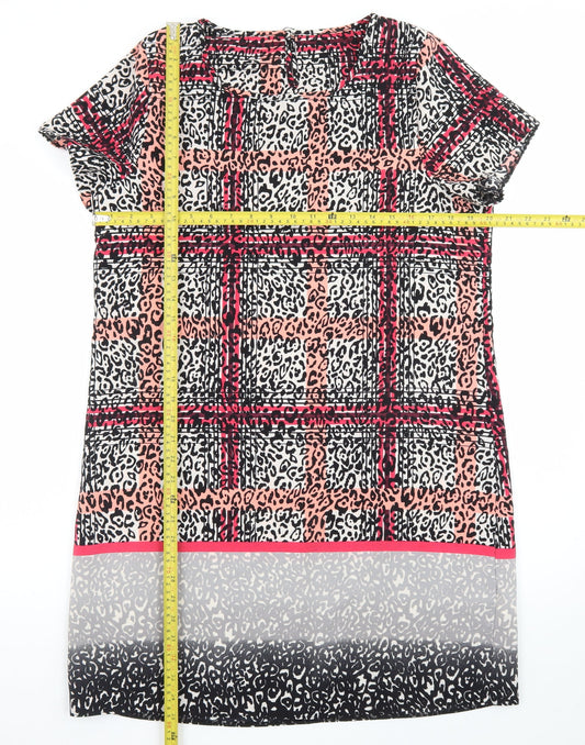 Peacocks Women’s Multicoloured Shift Dress Size 16 Short Sleeve