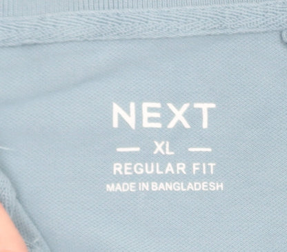 Next Men’s Blue Long Sleeve Cotton Polo Shirt XL Regular Fit