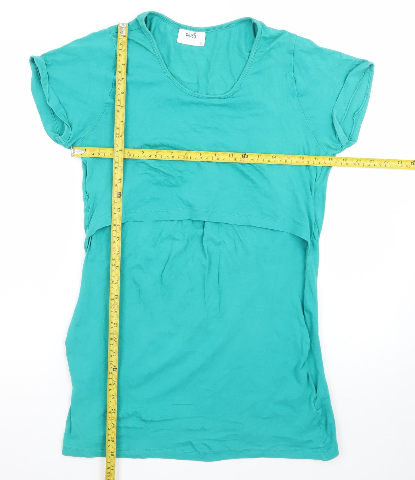 plusS Maternity Green Jersey Short Sleeve T-Shirt Dress Size M