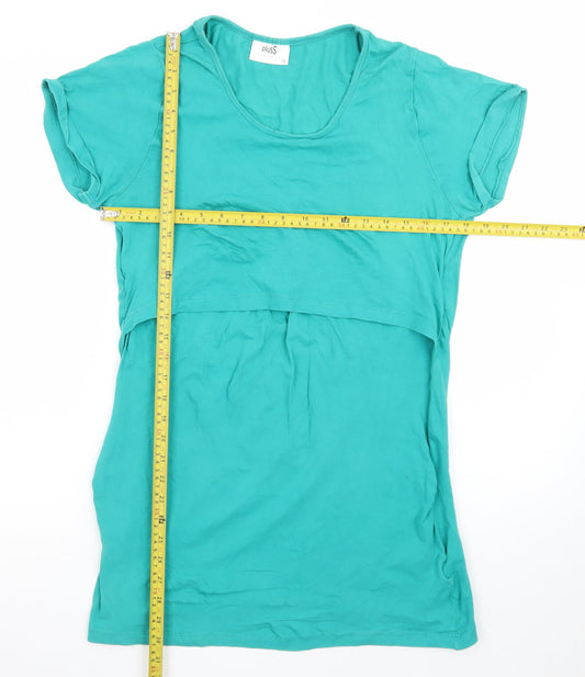 plusS Maternity Green Jersey Short Sleeve T-Shirt Dress Size M