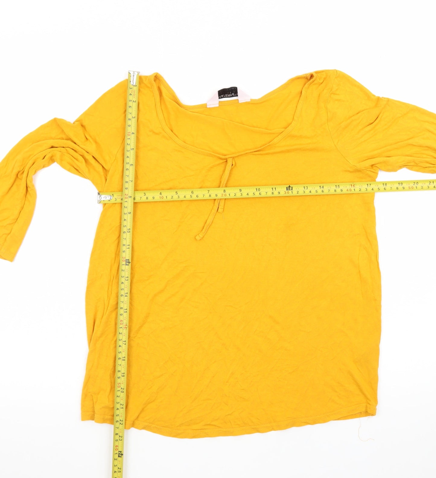 Dorothy Perkins Maternity Yellow Tunic Top UK 10 3/4 Sleeve Cotton