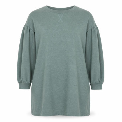 Front view of AND/OR Women’s Green Cotton T-Shirt Dress, size UK 20