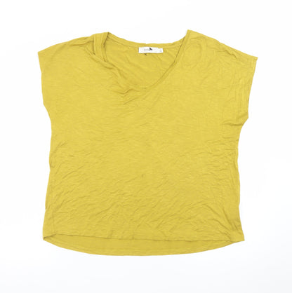 Kettlewell Women's Yellow Cotton V-Neck Short Sleeve Top Size L