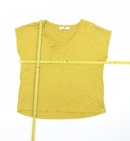 Kettlewell Women's Yellow Cotton V-Neck Short Sleeve Top Size L