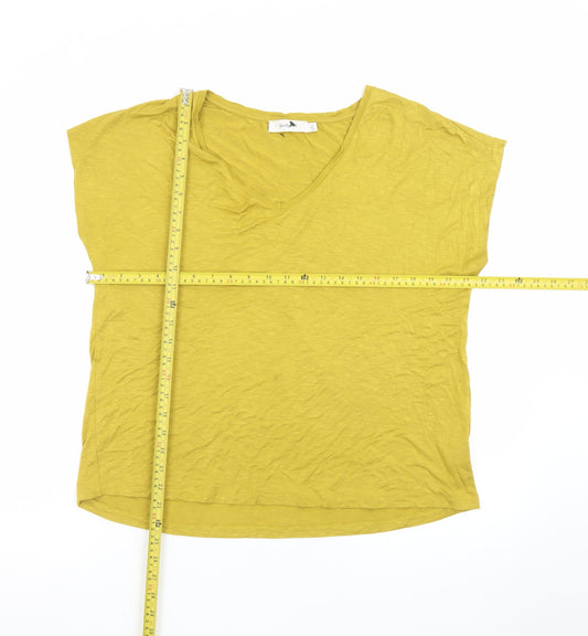 Kettlewell Women's Yellow Cotton V-Neck Short Sleeve Top Size L