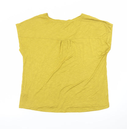 Kettlewell Women's Yellow Cotton V-Neck Short Sleeve Top Size L
