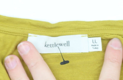 Kettlewell Women's Yellow Cotton V-Neck Short Sleeve Top Size L