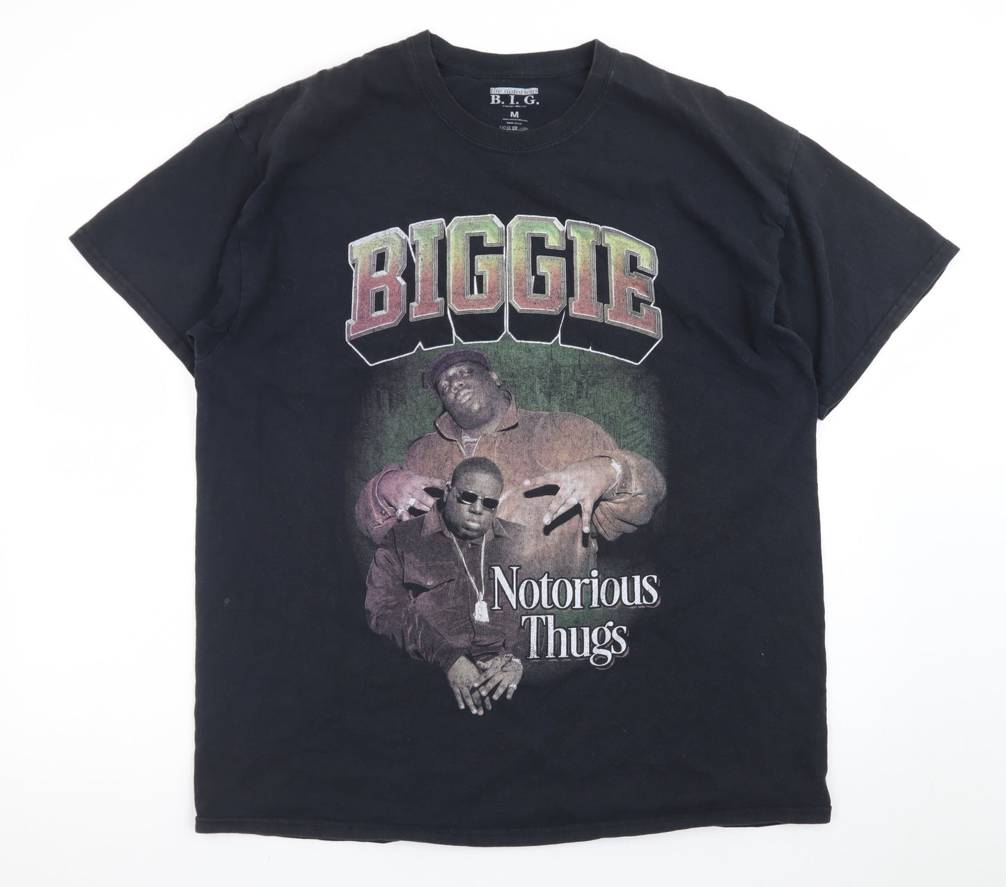 The Notorious B.I.G. Mens Black Graphic T-Shirt Medium Hip Hop Retro