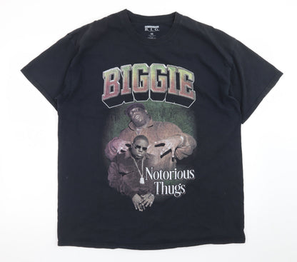 The Notorious B.I.G. Mens Black Graphic T-Shirt Medium Hip Hop Retro