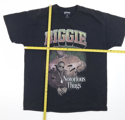 The Notorious B.I.G. Mens Black Graphic T-Shirt Medium Hip Hop Retro