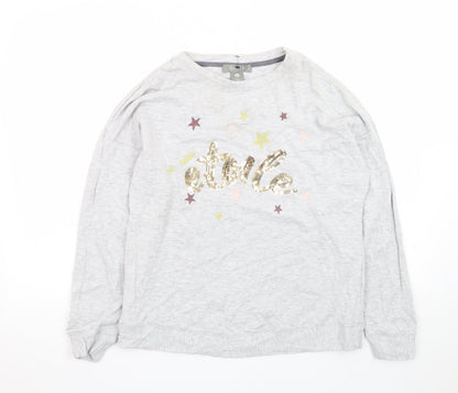 Oasis Women’s Grey Sequin Star Long Sleeve T-Shirt Size S