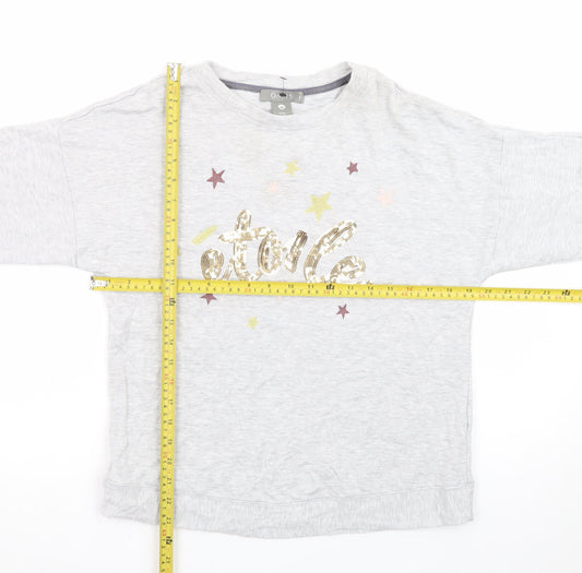 Oasis Women’s Grey Sequin Star Long Sleeve T-Shirt Size S