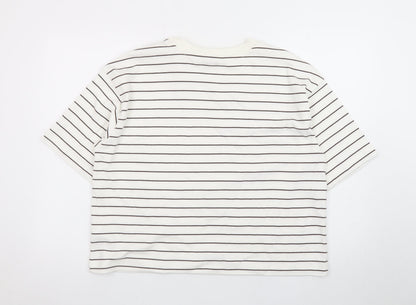 Marks and Spencer Women’s White Striped Cotton T-Shirt Size 14