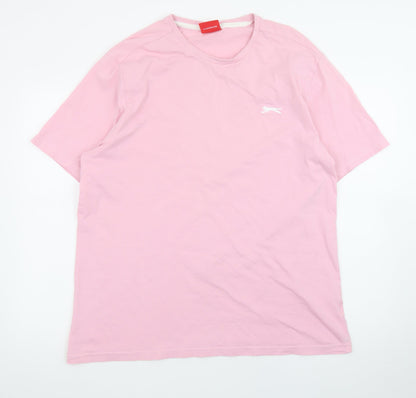 Slazenger Men's Pink Crew Neck Short Sleeve Cotton T-Shirt XL