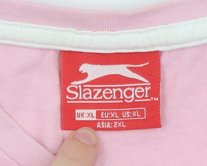 Slazenger Men's Pink Crew Neck Short Sleeve Cotton T-Shirt XL