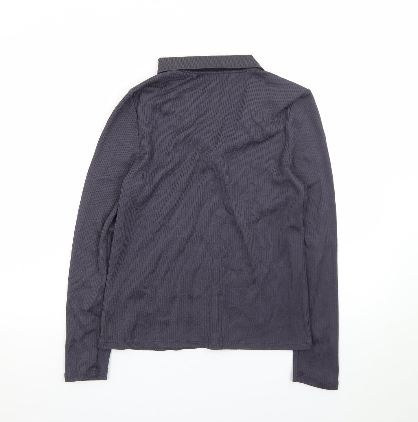 Marks and Spencer Womens Grey Collared Long Sleeve Polo Top Size 10