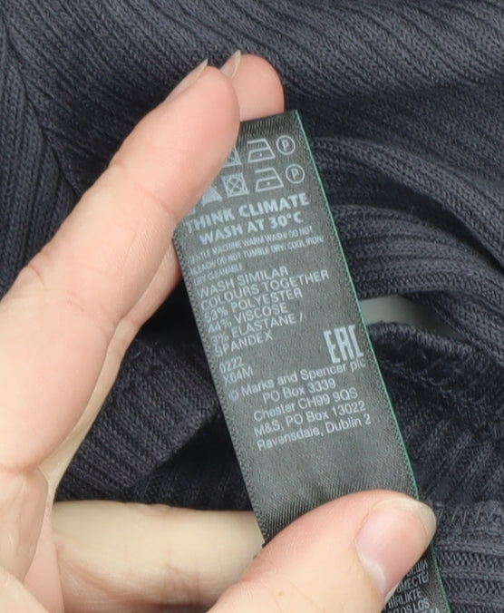 Marks and Spencer Womens Grey Collared Long Sleeve Polo Top Size 10